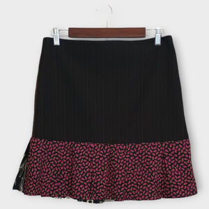 Erica Rose Handmade Los Angles Skirt Womens 6 Black Patchwork Twee Flare Mini